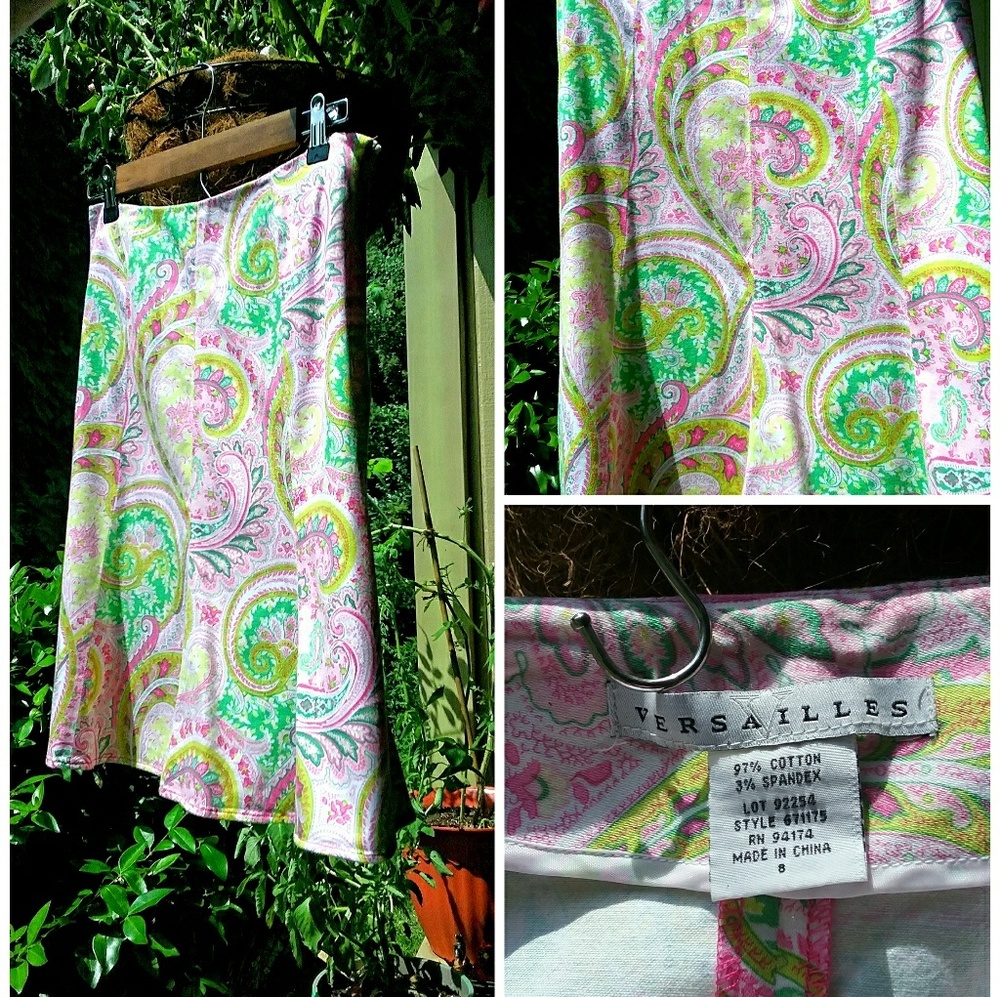 Paisley/Floral Versailles A-line Midi Skirt